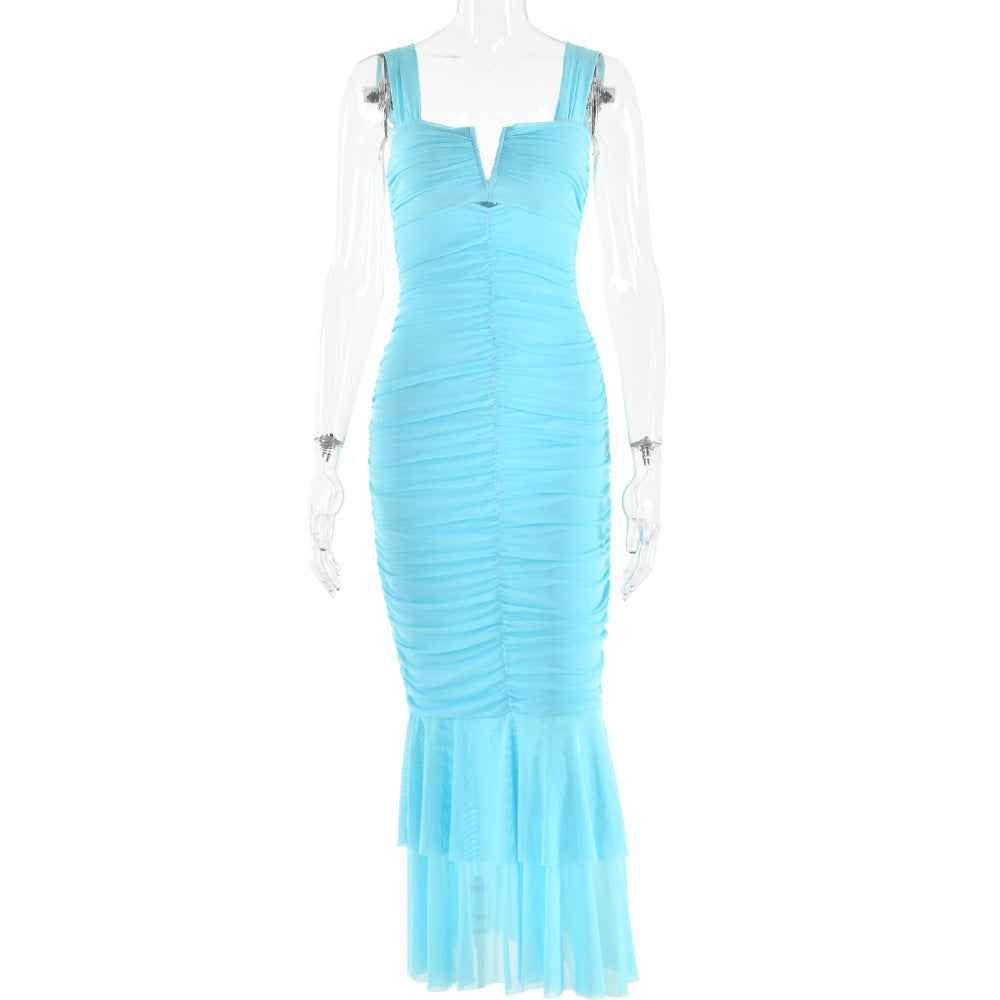 Fashionable Spring Summer Spliced Midi Dress