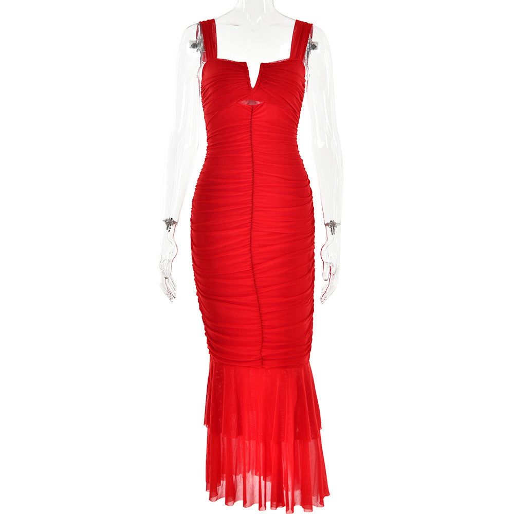 Fashionable Spring Summer Spliced Midi Dress