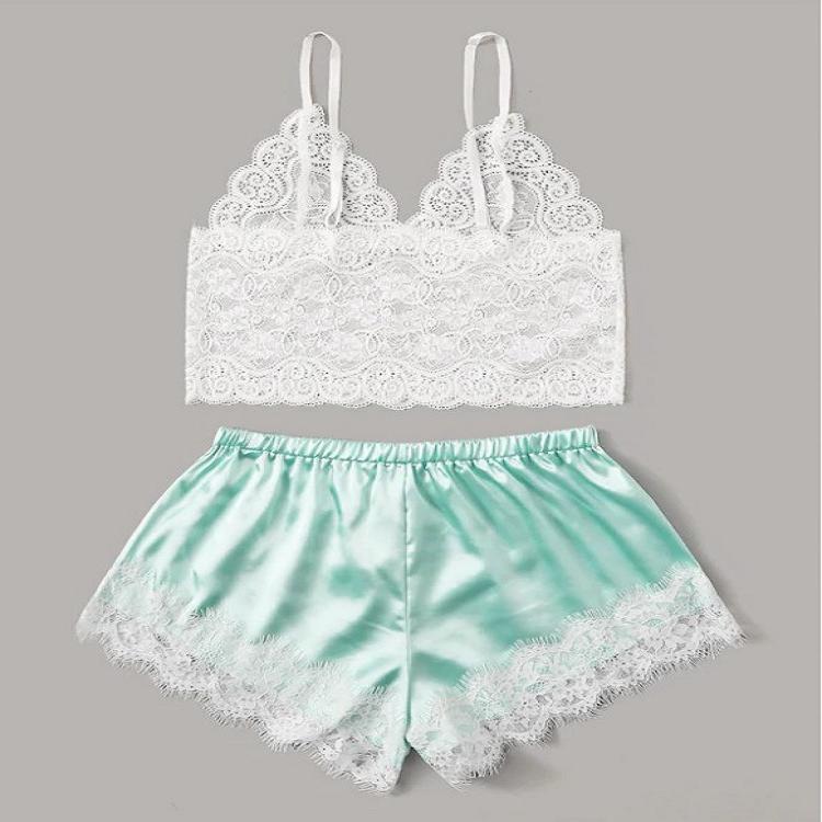 Lace Two-Piece Set with Comfortable Cami and Shorts