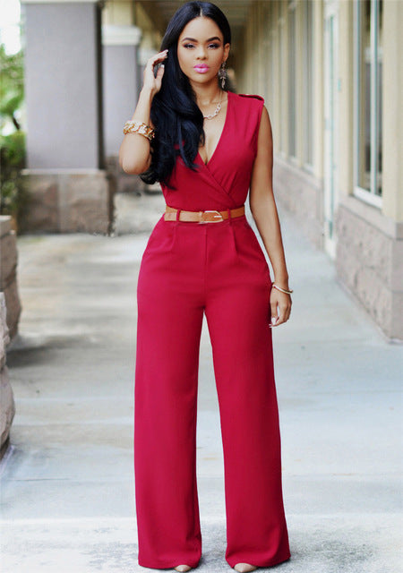 High Waist Solid V-Neck Sleeveless Slim Fit Bodysuit