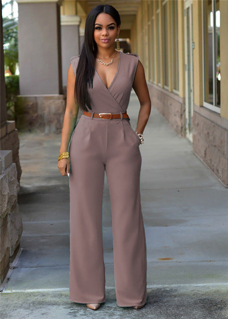 High Waist Solid V-Neck Sleeveless Slim Fit Bodysuit