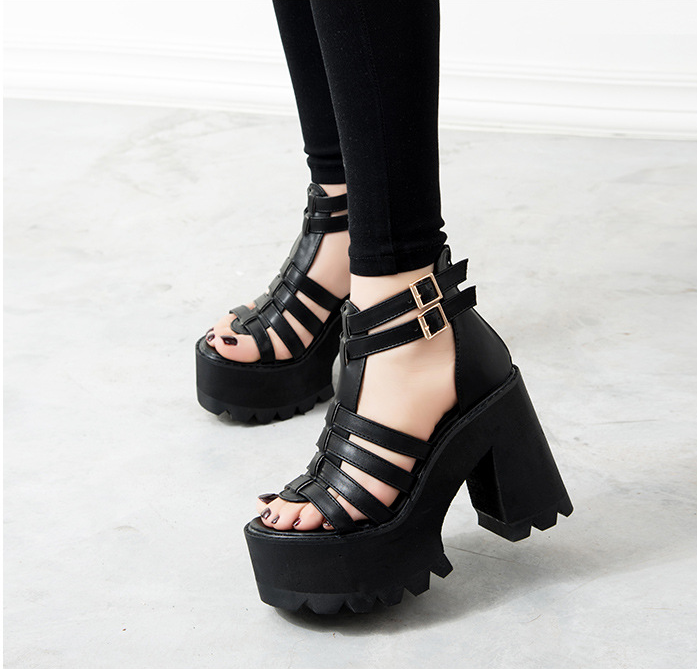 Strappy High Heels with Chunky Heel for Women