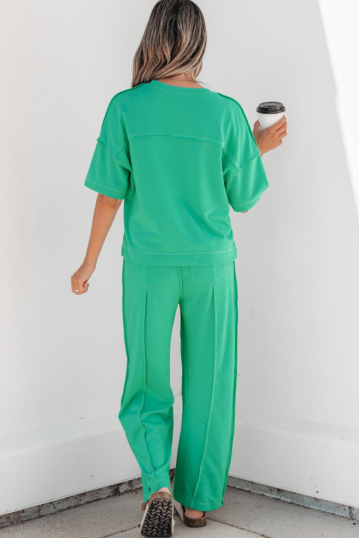Sky Blue Drop Shoulder Boxy Tee and Barrel Pants Set