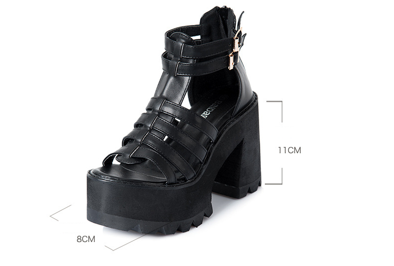 Strappy High Heels with Chunky Heel for Women