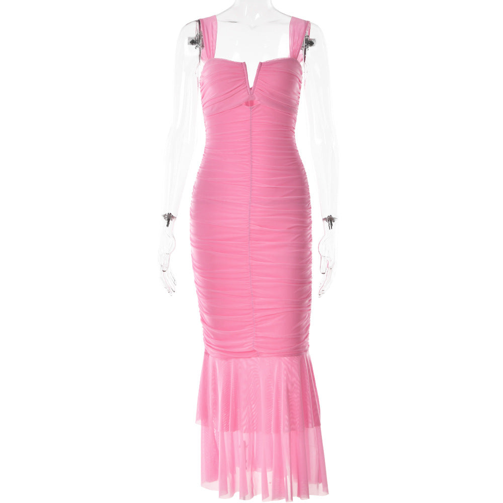 Fashionable Spring Summer Spliced Midi Dress
