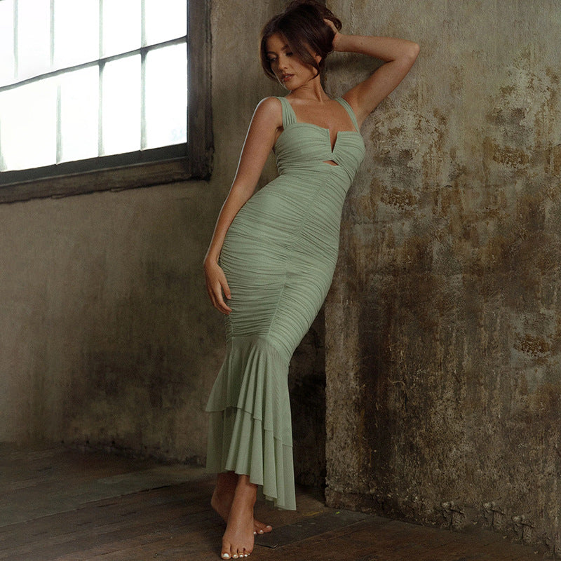 Fashionable Spring Summer Spliced Midi Dress