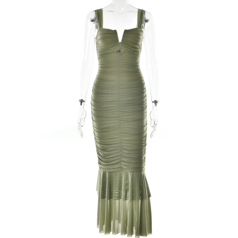 Fashionable Spring Summer Spliced Midi Dress