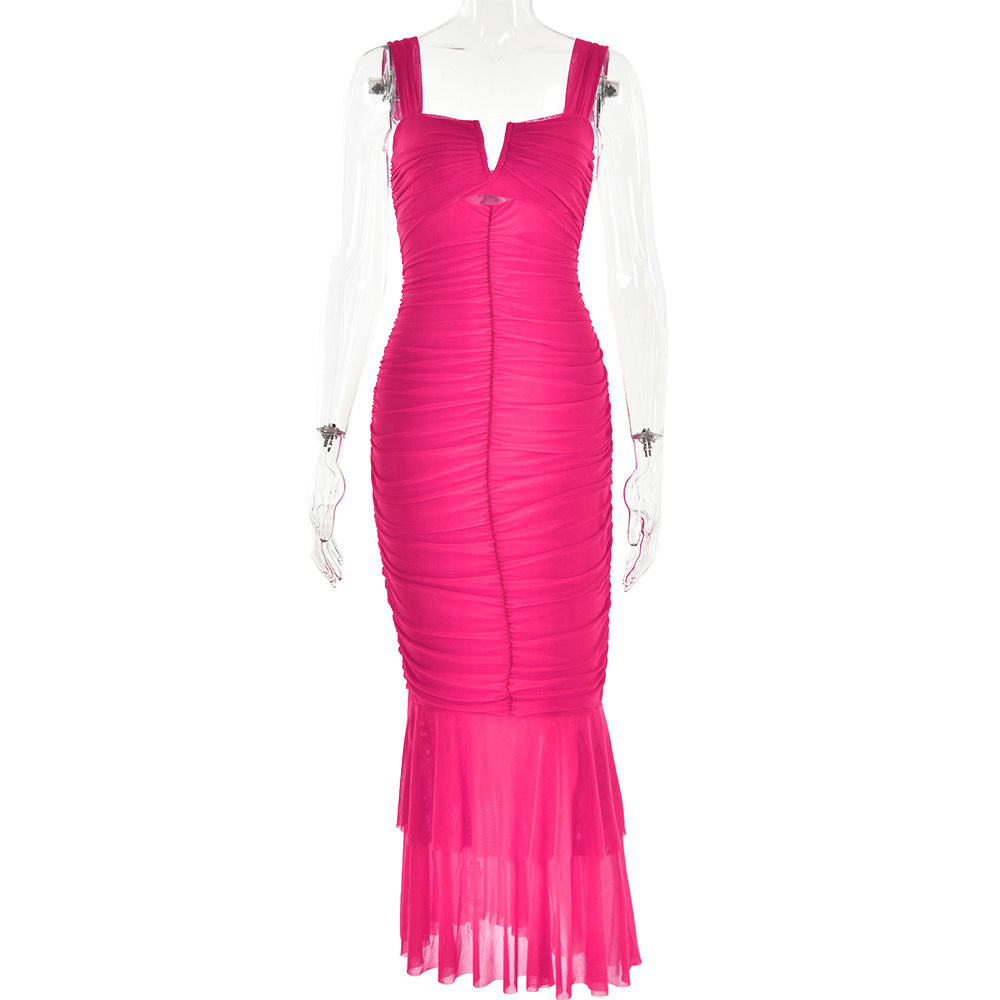 Fashionable Spring Summer Spliced Midi Dress